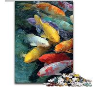 Puzzle 1000 pièces pour Adultes et Adolescents : Koi nageant, séjour, tuez Le Temps avec Affiche et fiche de Questions-réponses (Taille 50x75cm)