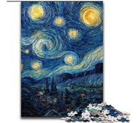 Puzzle 1000 pièces pour Adultes et Adolescents La Nuit étoilée de Van Gogh, Anti-Stress, défi Difficile avec Affiche et fiche de Questions-réponses Assorties 26x38cm