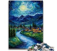 Puzzle 1000 pièces pour Adultes et Adolescents La Nuit étoilée de Van Gogh pour Les Plus de 14 Ans Jeu Impossible Cadeau d'anniversaire de Noël 50x75cm