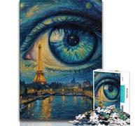 Puzzle 1000 pièces pour Adultes et Adolescents La Tour Eiffel dans Les Yeux Puzzle 1000 pièces Anti-Stress Défi Difficile Convient pour la décoration de Bureau 38x26cm