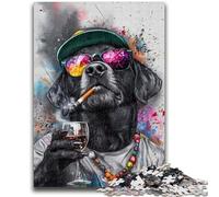 Puzzle 1000 pièces pour Adultes et Adolescents, Labrador Portant des Lunettes, Jeu éducatif pour Anniversaire et Noël, à partir de 14 Ans, 26x38cm