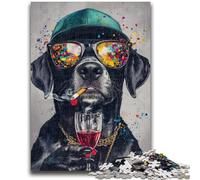 Puzzle 1000 pièces pour Adultes et Adolescents Labrador Portant des Lunettes Jeux éducatifs Décoration de la Maison Jeu éducatif pour Anniversaire, Noël 26x38cm