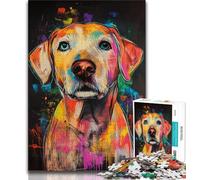 Puzzle 1000 pièces pour Adultes et Adolescents Labrador Retriever Peinture à l'huile Jeux éducatifs Jouets DIY Superbes Cadeaux et Jouets 26x38cm