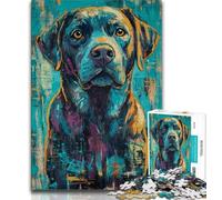 Puzzle 1000 pièces pour Adultes et Adolescents Labrador Style Basquiat 1000 pièces pour Adultes, Jeux éducatifs, décoration d'intérieur, Convient pour la décoration de Bureau (Taille 38x26cm)