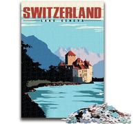 Puzzle 1000 pièces pour Adultes et Adolescents Lac Léman Suisse Puzzle Adulte, Anti-Stress, défi Difficile, Cadeaux du Père Noël Secret (26x38cm)