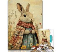 Puzzle 1000 pièces pour Adultes et Adolescents : Lapin Artistique, Jeu Stimulant et Familial avec Affiche et fiche de Questions-réponses Assorties (75 x 50 cm)