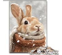 Puzzle 1000 pièces pour Adultes et Adolescents Lapin d'hiver, Jouet éducatif et décompressant, Cadeau d'anniversaire, décoration Murale (Taille 50x75cm)