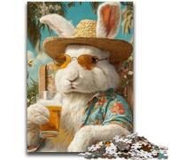 Puzzle 1000 pièces pour Adultes et Adolescents Lapin en Vacances pour Les 14 Ans et Plus Jeu intellectuel Cadeaux d'anniversaire de Noël 26x38cm