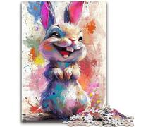 Puzzle 1000 pièces pour Adultes et Adolescents Lapin Mignon et Souriant, Jeux Amusants en Famille, Cadeaux pour Amis et Famille, à partir de 14 Ans, 26 x 38 cm
