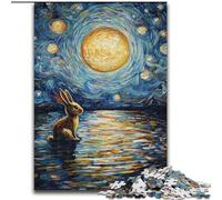 Puzzle 1000 pièces pour Adultes et Adolescents Lapin sous la Lune, Jouets éducatifs et éducatifs, Cadeaux d'anniversaire Uniques pour Les 14 Ans et Plus (Taille 50x75cm)