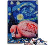 Puzzle 1000 pièces pour Adultes et Adolescents Le Jeu éducatif Flamingo Night Sky est idéal comme Cadeau pour Toute la Famille 14 Ans et Plus 26x38cm