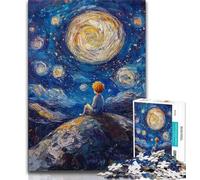 Puzzle 1000 pièces pour Adultes et Adolescents Le Petit Prince du Ciel Nocturne, Anti-Stress, Vacances à la Maison, Passe-Temps, améliore l'amour Entre Couples (75x50cm)