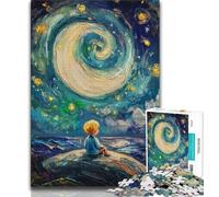 Puzzle 1000 pièces pour Adultes et Adolescents Le Petit Prince du Ciel Nocturne, Anti-Stress, Vacances à la Maison, Passe-Temps, améliore l'amour Entre Couples (38x26cm)