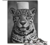 Puzzle 1000 pièces pour Adultes et Adolescents : Léopard Jouant avec du Papier Toilette, Anti-Stress, Vacances à la Maison, avec Affiche et fiche de Questions Assorties 50x75 cm