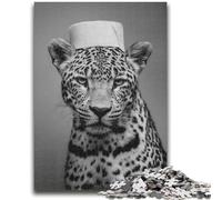 Puzzle 1000 pièces pour Adultes et Adolescents Léopard Jouant avec du Papier Toilette, Jeu éducatif Familial, décoration Murale, Cadeaux d'anniversaire et de Noël Uniques, 50x75cm