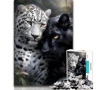 Puzzle 1000 pièces pour Adultes et Adolescents Léopard Noir et Blanc 1000 pièces pour Adolescents, éducatif et idéal comme Cadeau pour Toute la Famille (Taille 75x50cm)