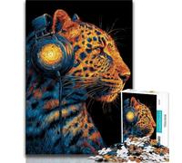 Puzzle 1000 pièces pour Adultes et Adolescents Léopard Portant Un Casque, Difficile, décoration Murale, Cadeaux d'anniversaire et de Noël Uniques, Convient pour et 14 38x26cm