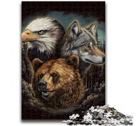 Puzzle 1000 pièces pour Adultes et Adolescents Les Animaux d'Amérique, Anti-Stress, Vacances à la Maison, Tue Le Temps, avec Affiche et fiche de Questions Assorties, 26x38cm