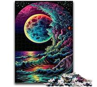 Puzzle 1000 pièces pour Adultes et Adolescents Les Vagues colorées aident Le Cerveau à exercer Jouets addictifs pour cultiver la Patience Décoration Murale 50x75cm