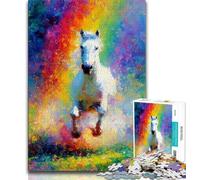Puzzle 1000 pièces pour Adultes et Adolescents, Licorne Arc-en-Ciel, Anti-Stress, séjour, Tuer Le Temps, liste de souhaits avec Le Père Noël (38x26cm)