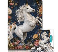 Puzzle 1000 pièces pour Adultes et Adolescents Licorne Blanche, Jouet de Divertissement Familial idéal comme Cadeau pour Toute la Famille 50x75cm
