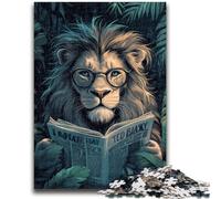 Puzzle 1000 pièces pour Adultes et Adolescents Lion lisant Un Journal, Jouets éducatifs et Amusants à la Maison, Cadeau d'anniversaire ou de Voyage, 38x26cm