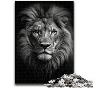 Puzzle 1000 pièces pour Adultes et Adolescents Lion Noir et Blanc Aide Le Cerveau à exercer Jouets addictifs pour cultiver la Patience Convient aux Couples 50x75cm
