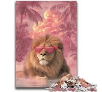 Puzzle 1000 pièces pour Adultes et Adolescents, Lion Portant des Lunettes, Jouets éducatifs et Amusants pour la Maison, Cadeaux d'anniversaire et de Voyage, 50x75cm