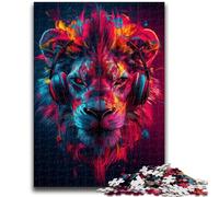 Puzzle 1000 pièces pour Adultes et Adolescents, Lion Portant Un Casque, Jeu éducatif, Jouet de défi, décoration Murale, Cadeaux d'anniversaire et de Noël Uniques, 26x38cm