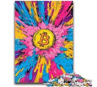 Puzzle 1000 pièces pour Adultes et Adolescents Logo Bitcoin Jeu Stimulant et Jeu en Famille Une œuvre d'art pour Les 14 Ans 26x38cm