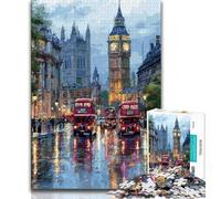 Puzzle 1000 pièces pour Adultes et Adolescents, Londres, Art au Fusain, pour Une Escapade relaxante, idéal pour la décoration de la Maison (75x50cm)