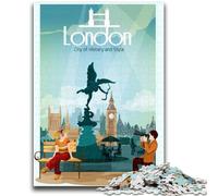 Puzzle 1000 pièces pour Adultes et Adolescents, Londres, Histoire des Voyages, Puzzle 1000 pièces, Staycation Kill Time avec pièces entièrement emboîtables de Formes aléatoires (50x75cm)