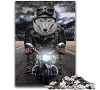 Puzzle 1000 pièces pour Adultes et Adolescents Loup à Moto Anti-Stress Séjour de Vacances Tuer Le Temps Liste de souhaits avec Père Noël 26x38cm