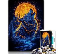 Puzzle 1000 pièces pour Adultes et Adolescents Loup Animal doré 1000 pièces pour Adolescents, Jeux éducatifs, décoration d'intérieur, Convient pour la décoration de Bureau (Taille 38x26cm)