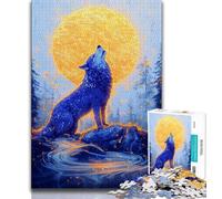Puzzle 1000 pièces pour Adultes et Adolescents Loup Animal doré 1000 pièces pour Adolescents, Jeux éducatifs, décoration d'intérieur, Convient pour la décoration de Bureau (Taille 38x26cm)