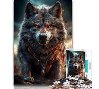 Puzzle 1000 pièces pour Adultes et Adolescents Loup au Coucher du Soleil 1000 pièces pour Adultes, Jeu Familial Anti-Stress, défi Difficile adapté aux Couples (Taille 75x50cm)