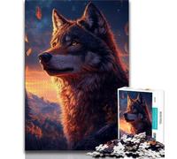 Puzzle 1000 pièces pour Adultes et Adolescents Loup au Coucher du Soleil Puzzle Adolescent, Anti-Stress Staycation Kill Time Décoration d'intérieur Jouets (Taille 75x50cm)