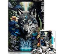 Puzzle 1000 pièces pour Adultes et Adolescents Loup dans la Jungle Mandala Puzzle pour Adolescents, Jeux éducatifs Classiques Belle décoration (Taille 38x26cm)