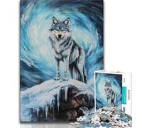 Puzzle 1000 pièces pour Adultes et Adolescents Loup dans la Neige, Jouet Anti-Stress pour Passer du Temps à la Maison (Taille 75x50cm)