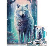 Puzzle 1000 pièces pour Adultes et Adolescents Loup dans Une forêt Fantastique Puzzles pour Adultes, Jouets de Jeu Chaque pièce est Unique - Jeu Familial Stimulant et Amusant (Taille 75x50cm)