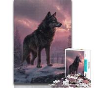 Puzzle 1000 pièces pour Adultes et Adolescents Loup Debout dans la Neige Puzzles pour Adultes Jeu Stimulant pour est idéal comme Cadeau pour Toute la Famille 75x50cm