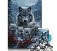 Puzzle 1000 pièces pour Adultes et Adolescents Loup des neiges, Anti-Stress, séjour, Tuer Le Temps, liste de souhaits avec Le Père Noël (38x26cm)