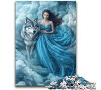 Puzzle 1000 pièces pour Adultes et Adolescents Loup et Femme Puzzle 1000 pièces, Relax Games est Un pour Toute la Famille 38x26cm