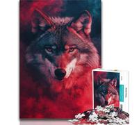 Puzzle 1000 pièces pour Adultes et Adolescents Loup fumé Rouge Puzzle 1000 pièces, Anti-Stress Staycation Kill Time Enhance Love Between Couples (Taille 38x26cm)