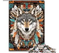 Puzzle 1000 pièces pour Adultes et Adolescents Loup Indien Anti-Stress Défi Difficile À Offrir en Cadeau à Toute la Famille (Taille 26x38cm)