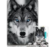 Puzzle 1000 pièces pour Adultes et Adolescents Loup Noir et Blanc, Jeux éducatifs, décoration d'intérieur, décoration d'intérieur Unique et Cadeaux 38x26cm
