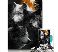 Puzzle 1000 pièces pour Adultes et Adolescents Loup Noir et Blanc, Jeux éducatifs, décoration d'intérieur, idéal comme Cadeau pour Toute la Famille (75x50cm)