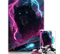 Puzzle 1000 pièces pour Adultes et Adolescents Loup Noir, Jeu Familial Anti-Stress, défi Difficile, adapté aux Couples (38x26cm)