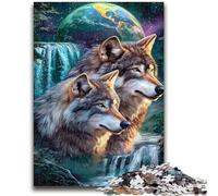 Puzzle 1000 pièces pour Adultes et Adolescents Loup sous la Lune Anti-Stress Staycation Kill Time Wishlist avec Père Noël 50x75cm