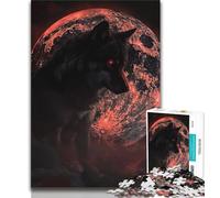 Puzzle 1000 pièces pour Adultes et Adolescents Loup sous la Lune de Sang Puzzle 1000 pièces, Jeux Amusants en Famille, idéal comme Cadeau pour Toute la Famille (Taille 75x50cm)